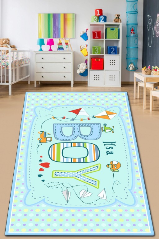 Covor, It&#039;s A Boy , 80x120 cm, Catifea, Multicolor