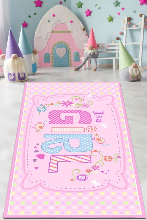 Covor, It&#039;s A Girl , 80x140 cm, Catifea, Multicolor