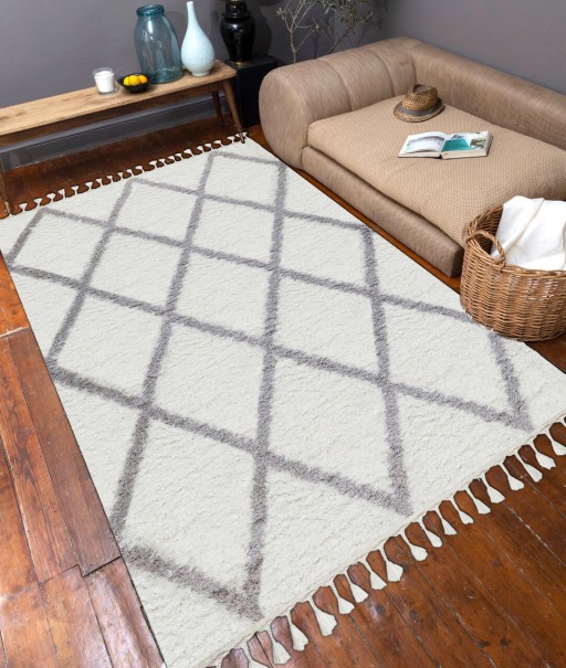 Covor, 0500E , 80x150 cm, Poliester, Alb/Gri