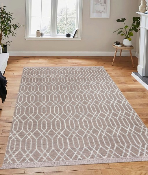 Covor, 23037A , 80x150 cm, 100% Iuta/tesatura chenille, Crem