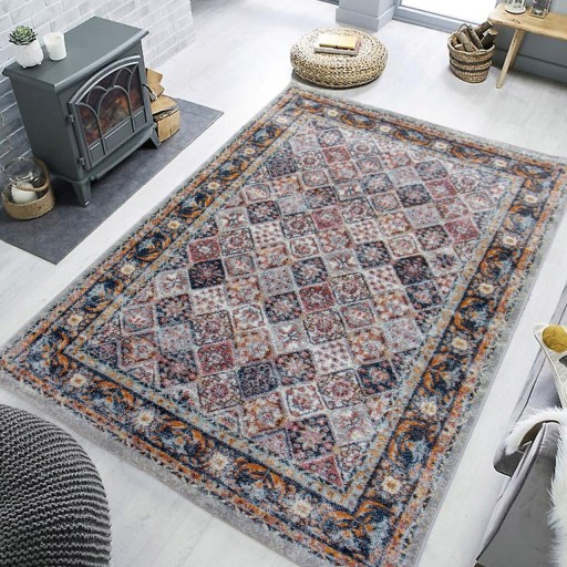 Covor, FE252, 80x300 cm, Poliester, Crem / Albastru