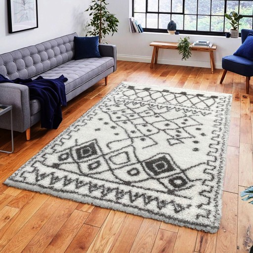 Covor, 3890A, 80x150 cm, Polipropilena , Alb/Gri