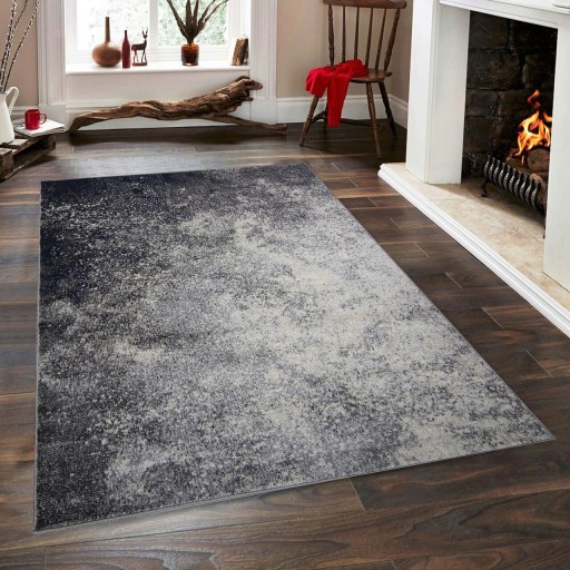 Covor, Vintage 7651 , 80x150 cm, Polipropilena, Gri / Albastru închis