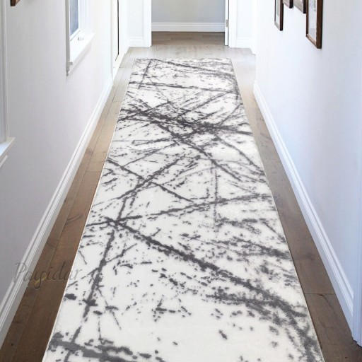 Covor, Safari, 100x300 cm, Poliester, Gri/Alb