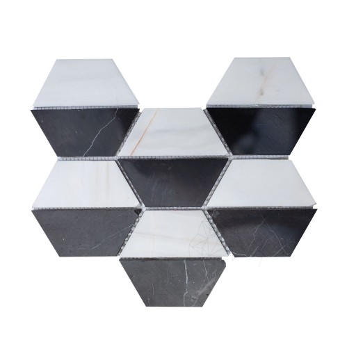 Mozaic Marmura Black & White Hexagon Polisata, 20.2 x 28.6 cm