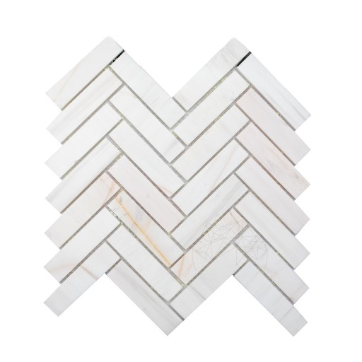 Mozaic Marmura Calacatta Amber Chevron Polisata, 28 x 31 cm