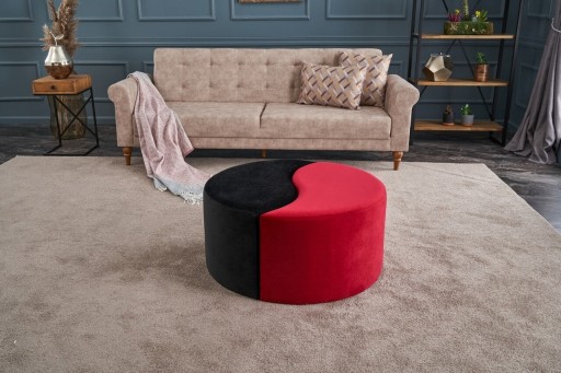 Taburet Alis Puf, Balcab Home, 80x80x40 cm, lemn, rosu/negru