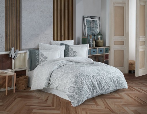 Lenjerie de pat dubla, 4 piese, 200x220 cm, 100% bumbac poplin, Hobby, Irene, gri
