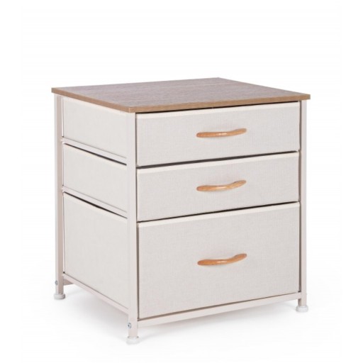Comoda cu sertare textile, Bizzotto, 3 sertare, 48x40x53 cm, otel/MDF/poliester