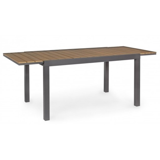 Masa extensibila pentru gradina Elias, Bizzotto, 140-200 x 90 x 75 cm, aluminiu, gri carbune