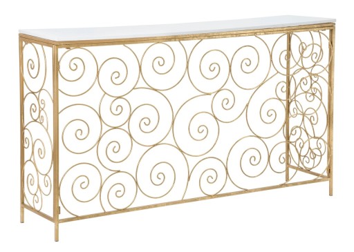 Consola Spiral, Mauro Ferretti, 140x36x82 cm, fier, auriu