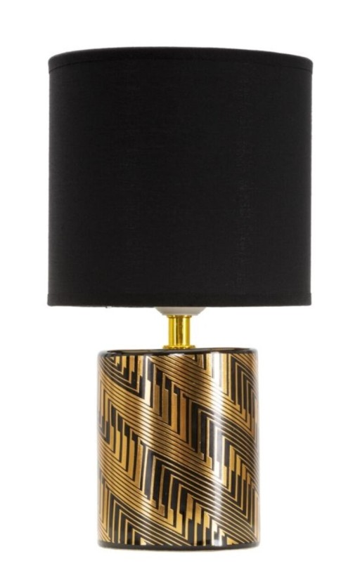 Lampa de masa Glam Dark, Mauro Ferretti,  1 x E27, 40W, Ø 15x28 cm, ceramica, negru/auriu