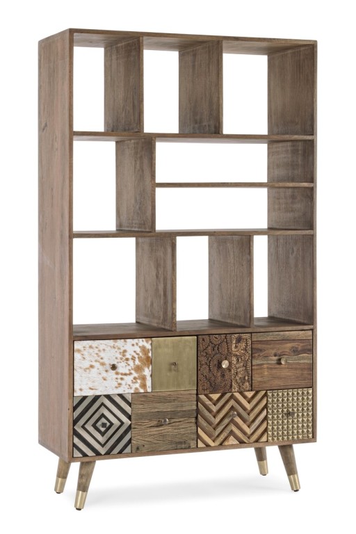 Biblioteca Dhaval, Bizzotto, 100x40x175 cm, lemn de mango/MDF