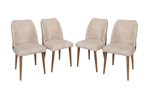 Set 4 scaune, Nmobb, Nova 761, 50 x 90 x 49 cm, metal/lemn, crem/maro