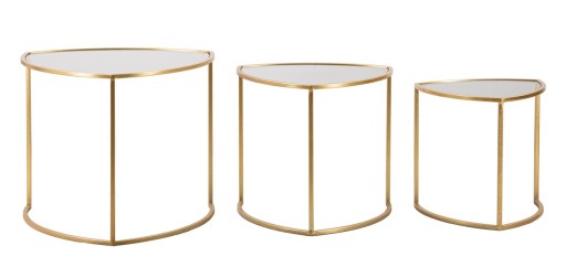 Set 3 masute de cafea, Mauro Ferretti, Triangle, fier/sticla, auriu