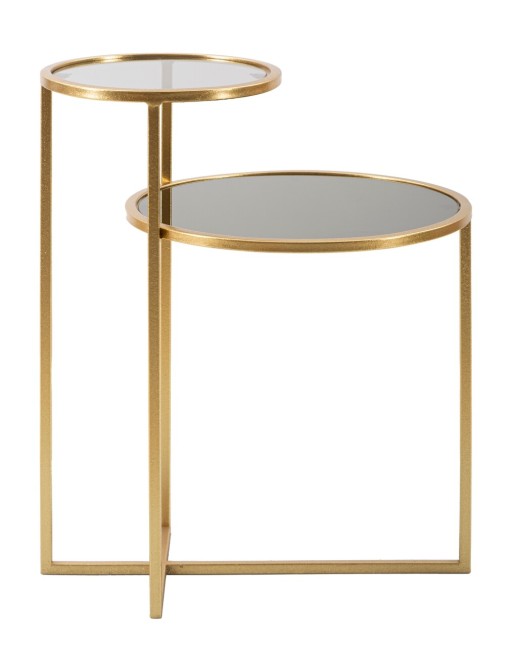 Masuta de cafea, Mauro Ferretti, 2 Levels, 50 x 40 x 60.5 cm, fier/sticla, auriu