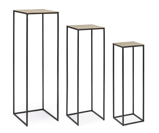 Set 3 suporturi pentru ghivece Amira, Bizzotto, 35x35x115 cm, otel/aluminiu