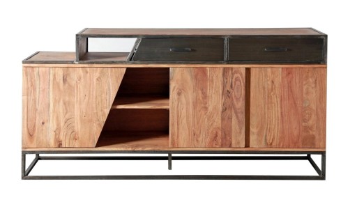 Bufet inferior Janak, Bizzotto, 175x40x85 cm, otel/lemn de salcam