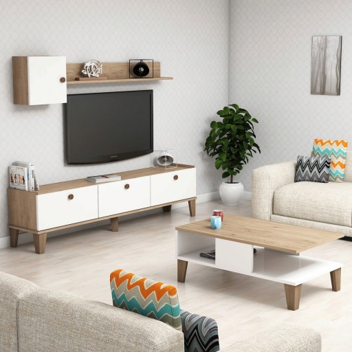 Set mobilier living, Almaren, Sumer 1, PAL, Stejar / Alb