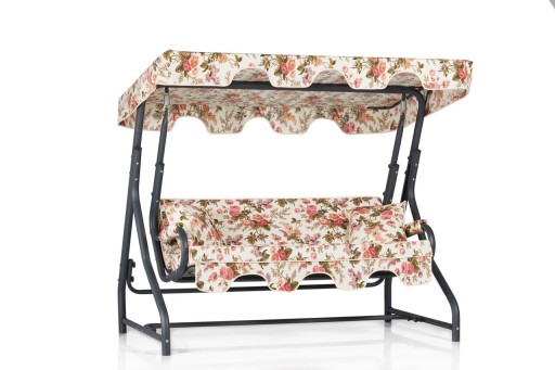 Balansoar de gradina 3 locuri, Clara, Ruta 10, Metal, Multicolor