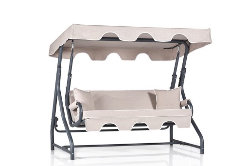 Balansoar de gradina 3 locuri, Clara, Ruta 2, Metal, Crem/Negru