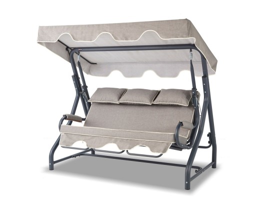 Balansoar de gradina 3 locuri, Clara, Salvia, 200x165x110 cm, Metal, Antracit / Gri