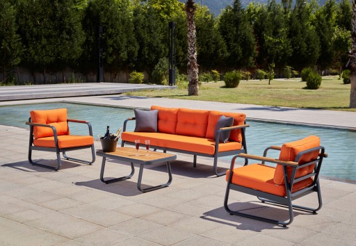 Set mobilier de gradina, Clara, Rio, Cadru: 100% ALUMINIU, Portocaliu