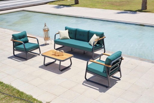 Set mobilier de gradina, Clara, Rio, Cadru: 100% ALUMINIU, Albastru petrol