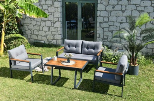 Set mobilier de gradina, Clara, Tivoli, Cadru: 100% ALUMINIU, Antracit / Gri