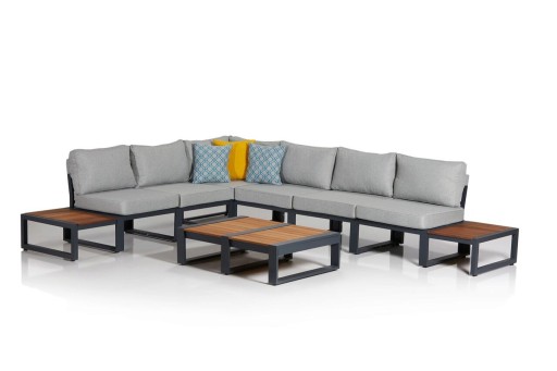 Set mobilier de gradina, Clara, Lapuarta 1, Cadru: 100% ALUMINIU, Gri/Negru