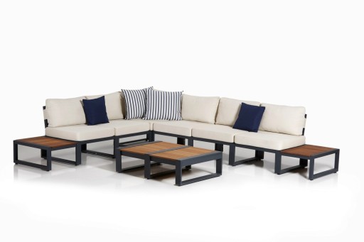 Set mobilier de gradina, Clara, La Puerta, Cadru: 100% ALUMINIU, Antracit / Crem