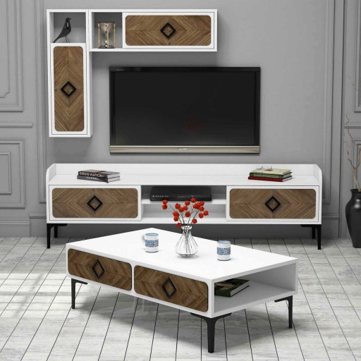 Set mobilier living, Hommy Craft, Samba, PAL, Alb/Maro