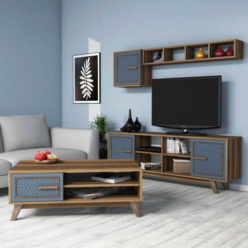 Set mobilier living, Hommy Craft, Ayla, PAL, Nuc / Albastru