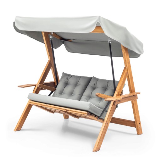 Balansoar de gradina 2 locuri, Hudson, Galata Swing S2, 160x195x120 cm, Lemn, Gri
