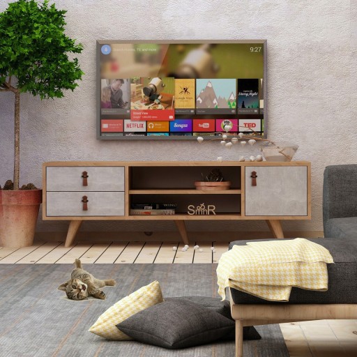 Comoda TV, Mod Design, Seva, 120x53x40 cm, PAL, Stejar / Alb