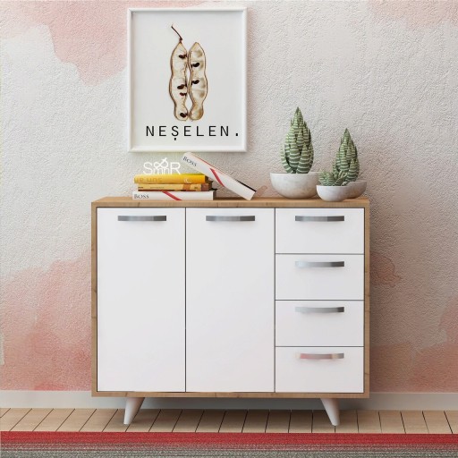 Dulap multifunctional, Mod Design, Waga, 100x82x35 cm, PAL, Stejar / Alb