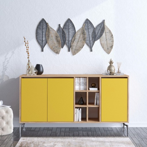 Consola, Mod Design, KAJA, 140x94x40 cm, PAL, Stejar / Galben