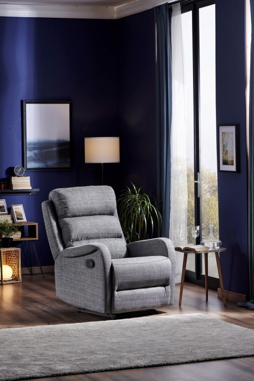 Fotoliu cu recliner, Niron, Comfort TV, 80x105x80 cm, Recliner cu mecanism manual, Gri