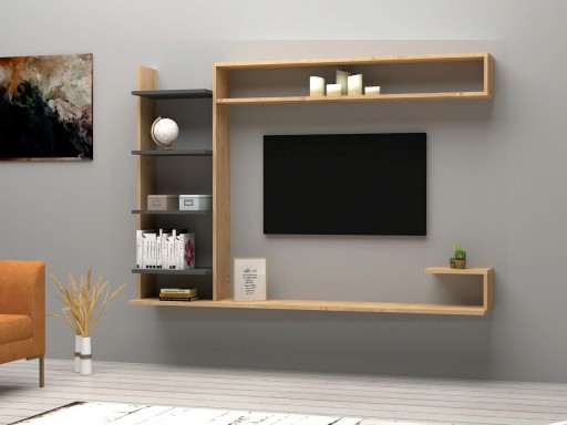 Comoda TV, Puqa Design, Noble, 180x121 cm, PAL, Safir / Antracit