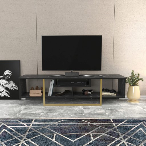 Comoda TV, Retricy, Asal 150, 150x35.2x40 cm, PAL, Negru