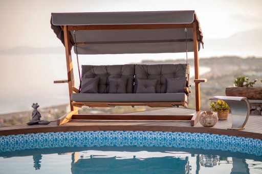 Balansoar de gradina 3 locuri, Swingo, Luna Deluxe 2600, Lemn, Antracit