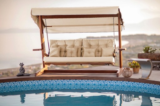 Balansoar de gradina 3 locuri, Swingo, Luna Deluxe 2600, Lemn, Bej