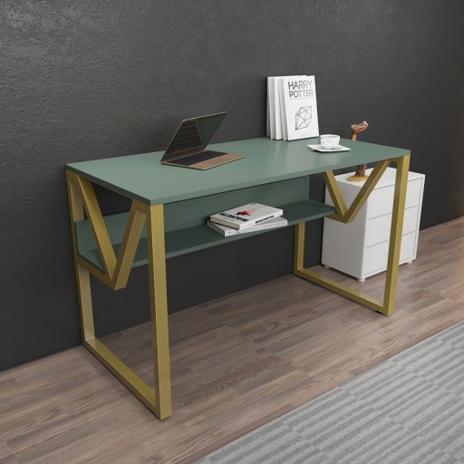 Birou, Zena Home, Lona, 120x72.8x60 cm, PAL, Verde