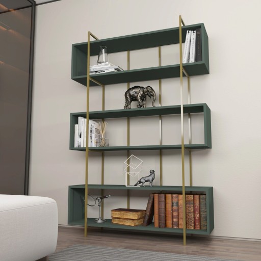 Corp biblioteca, Zena Home, Bruti, 120x180x29.6 cm, PAL, Verde