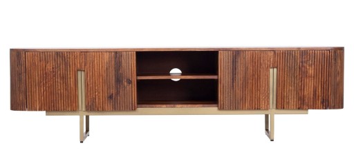 Comoda TV Vilas, Bizzotto, 180x40x45 cm, otel/lemn de mango
