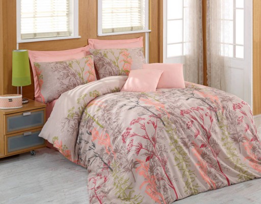 Lenjerie de pat pentru o persoana, Urla - Beige, Eponj Home, 65% bumbac/35% poliester