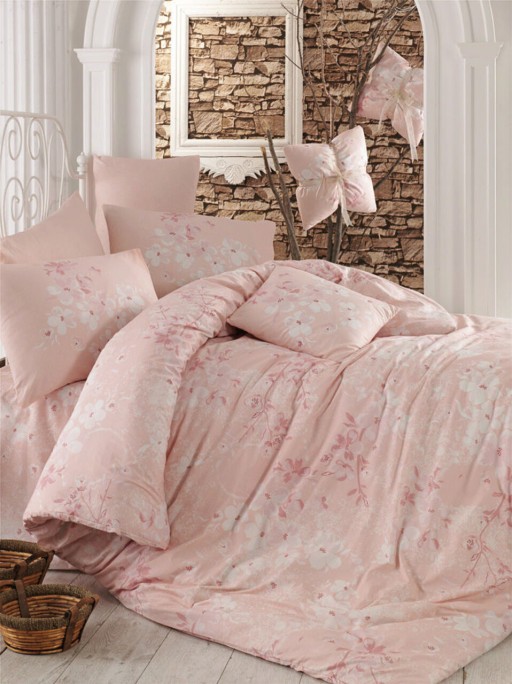 Lenjerie de pat dubla, Elena - Pink, Pearl Home, Bumbac Ranforce