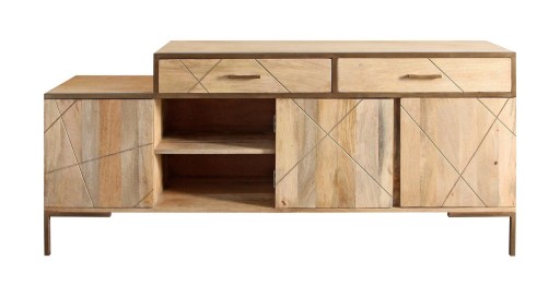 Bufet inferior Jaidev, Bizzotto, 175x40x77 cm, otel/lemn de mango