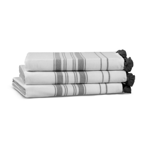 Prosop de baie, L&#039;appartement , One Side Striped, Bumbac, Alb/Negru