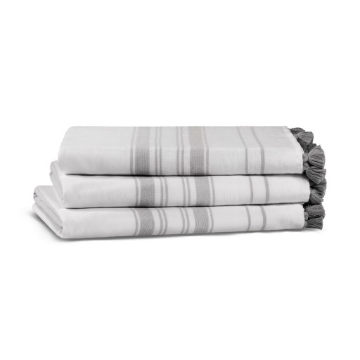 Prosop de baie, L&#039;appartement , One Side Striped, Bumbac, Alb/Gri
